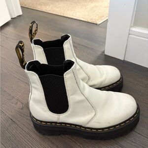 White Leather Chelsea Boots